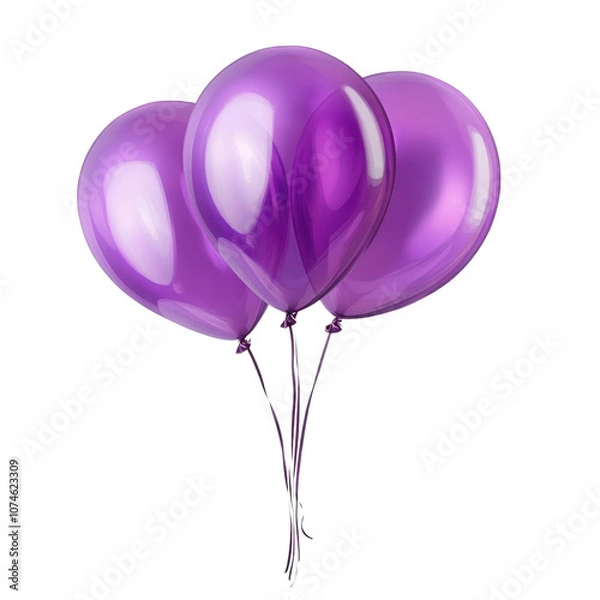 Fototapeta purple balloons isolated on transparent background cutout