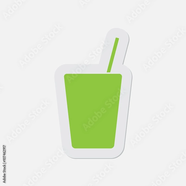 Fototapeta simple green icon - drink with straw