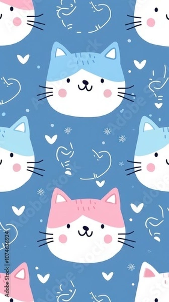 Obraz Kitty seamless pattern backgrounds kitten.