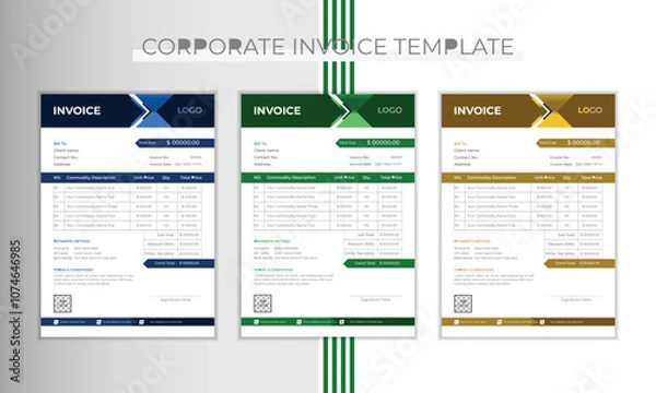 Obraz Unique  invoice template design in A4 size
