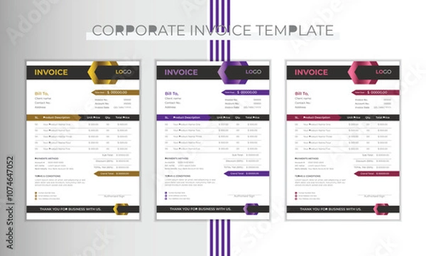 Obraz Unique invoice template design in vector 
