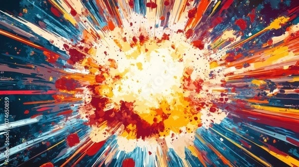 Fototapeta Vivid explosion of colors radiating outward, creating a dynamic and energetic effect.
