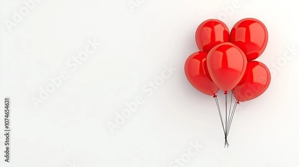 Fototapeta A cheerful display of vibrant red balloons gracefully framing a bright white backdrop, perfect for celebrations or special occasions