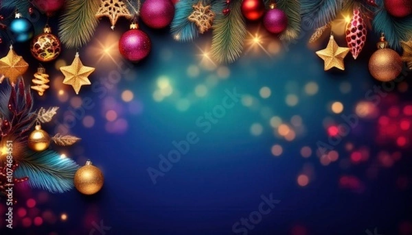 Obraz Merry christmas decoration card and bokeh lights background, copy space