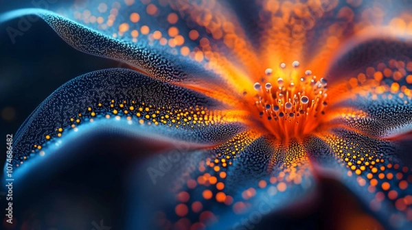 Fototapeta Abstract 3D Render of a Glowing Flower