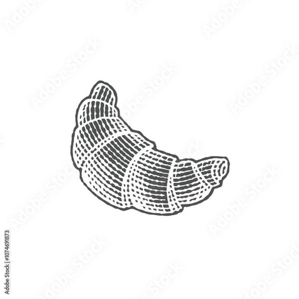 Fototapeta Croissant.  Hand drawn engraving style illustrations. Etched vector illustration.	