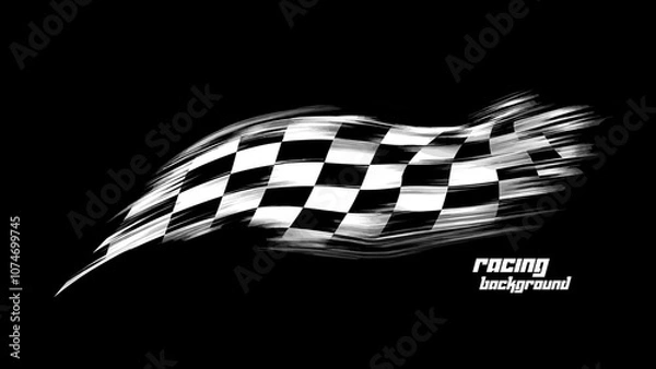 Fototapeta Checkered flag, racing, start, finish concept isolated on a white background. Vector illustration