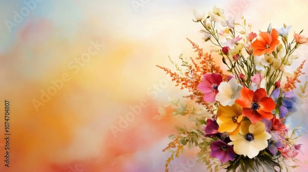 Obraz Beautiful floral arrangement with vibrant colors and soft background