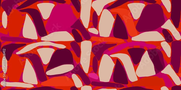 Obraz Dynamic abstract shapes collage pattern. Hand drawn unique contemporary print. Fashionable template for design.