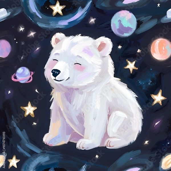 Obraz White bear in space