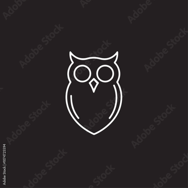 Obraz Owl In cartoon, hand-drawn flat style. image for social media, websites and UI. Isolated 2D vector design in logo, icon, sketch style, simple line vector, single color. AI Generative Art.