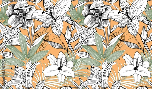 Obraz Abstract flower blooming design. Pattern with floral seamless pattern.
