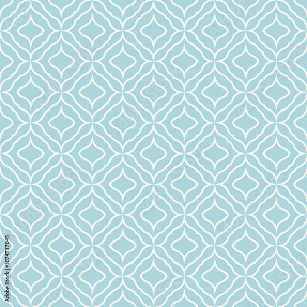 Obraz Vector seamless ornamental geometric pattern - blue and white tile texture.