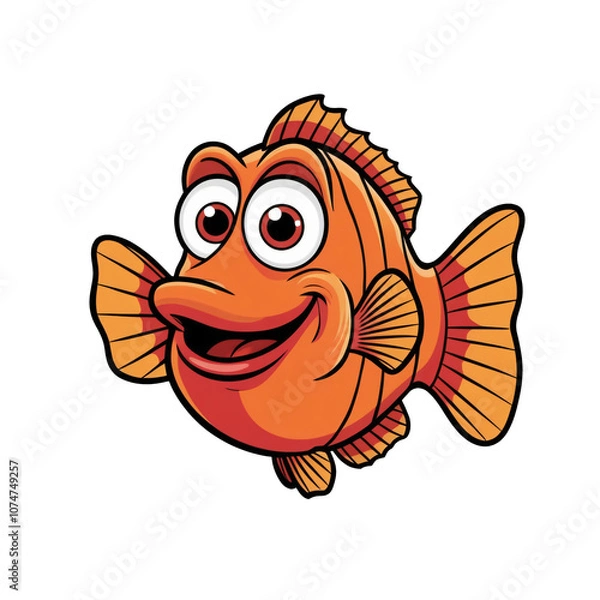 Obraz Cartoon style Hogfish with big expressive eyes, vibrant colors, bold outlined fins, friendly underwater character sticker, generative ai
