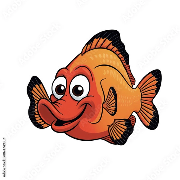 Obraz Cartoon style Hogfish with big expressive eyes, vibrant colors, bold outlined fins, friendly underwater character sticker, generative ai