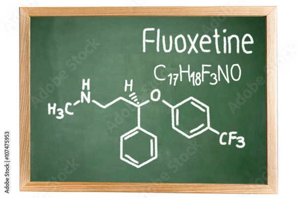 Fototapeta Blackboard with the chemical formula of Fluoxetine