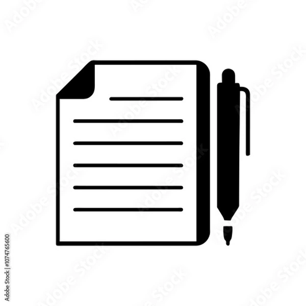 Obraz notebook, pen icon. Simple vector sign