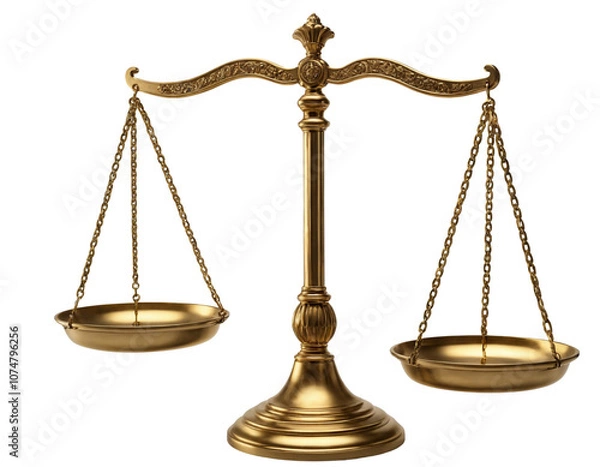 Obraz Golden justice scale isolated on transperent background. PNG