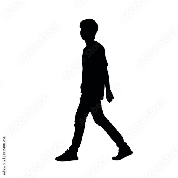 Fototapeta a silhouette of a person walking confidently with a casual modern style