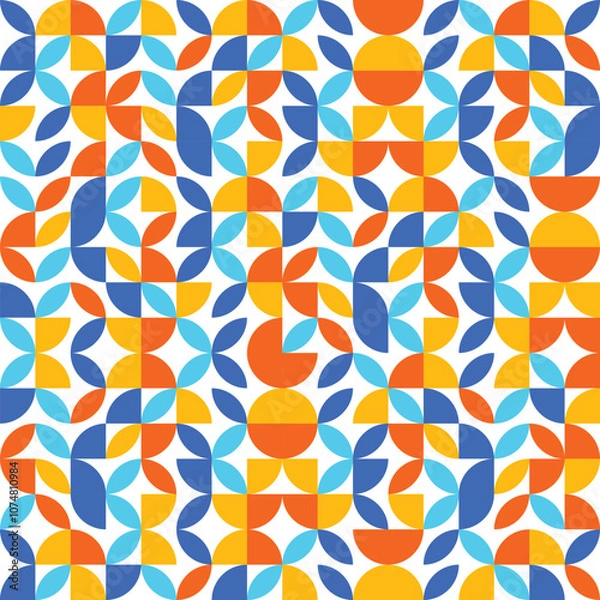 Fototapeta Geometric Bauhaus style background. Abstract seamless pattern. Vector illustration