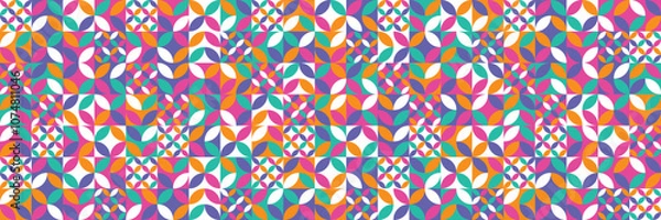 Fototapeta Geometric texture. Colourful abstract background in Bauhaus style. Banner. Vector illustration