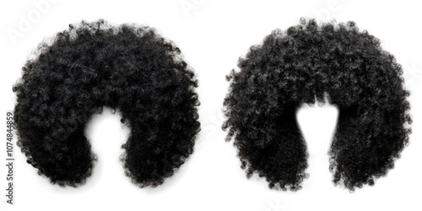Fototapeta Two black Afro style wigs with a transparent background