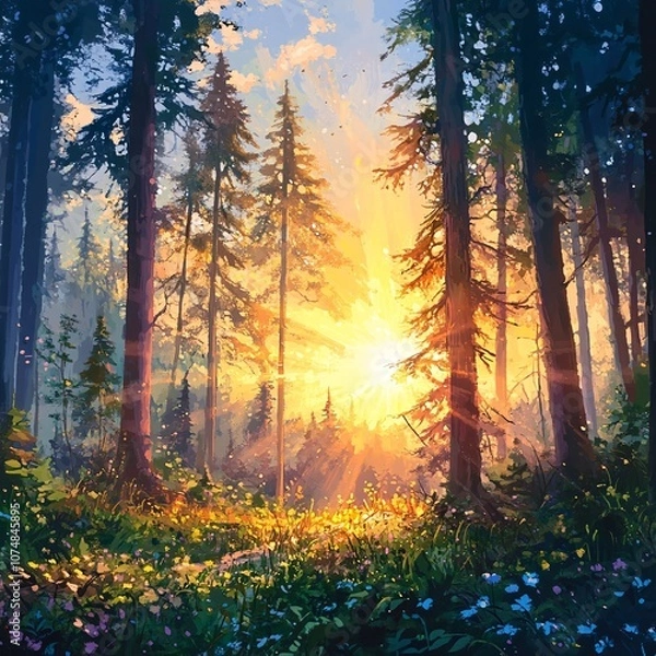 Obraz sunrise in the forest