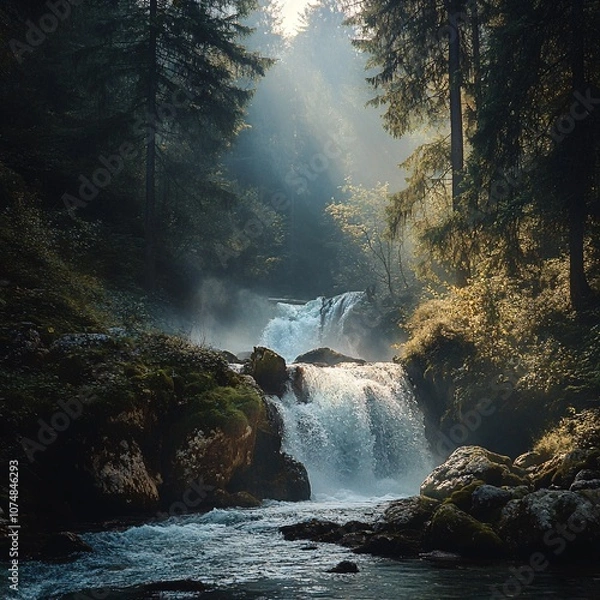 Obraz waterfall in the mountains
