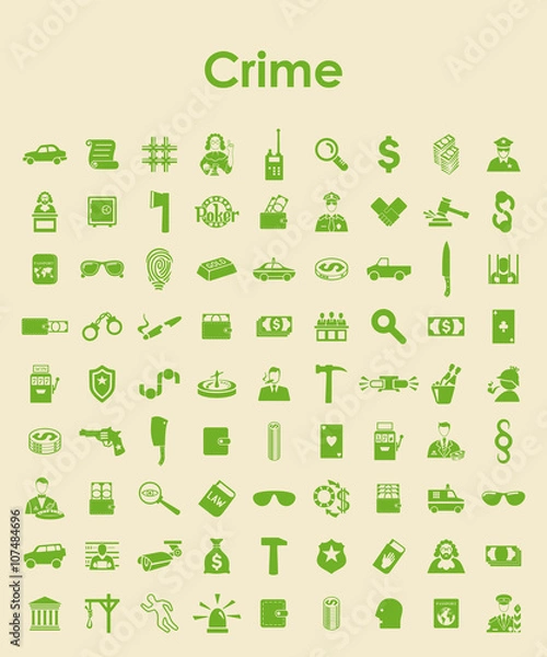 Fototapeta Set of crime simple icons