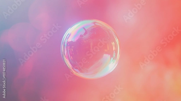 Fototapeta Floating Soap Bubbles with Iridescent Colors Against Soft, Ethereal Backgrounds