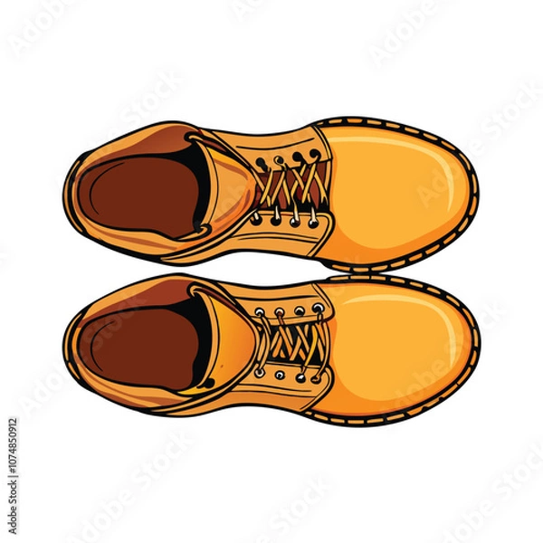 Obraz Cartoon Yellow Work Boots Vector Illustration