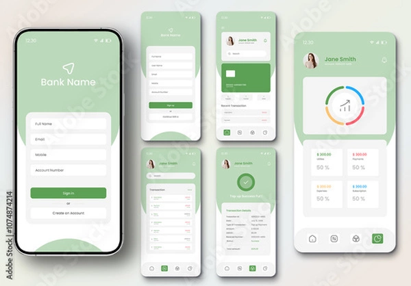 Fototapeta Mobile Banking App UI Kit