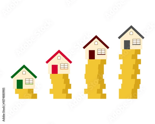 Obraz Rising housing prices. Vector simple color flat illustration.