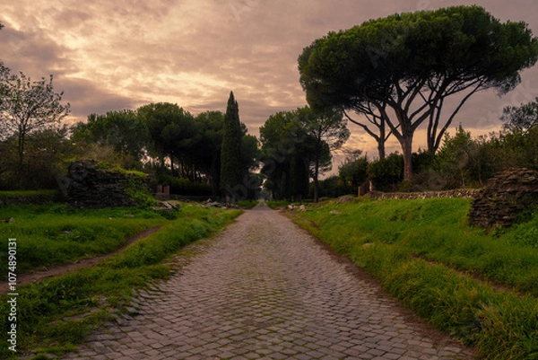 Fototapeta ancient roman road of appian way