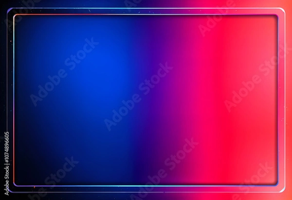 Fototapeta Red and blue neon gradient frame, perfect for tech, sci-fi, or modern visual projects. Generative AI