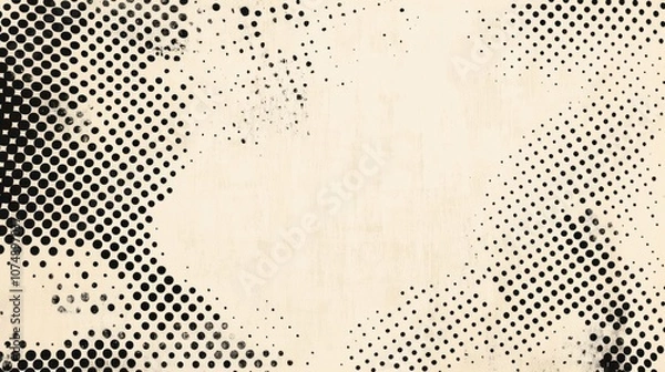 Obraz Halftone white background texture pattern black.