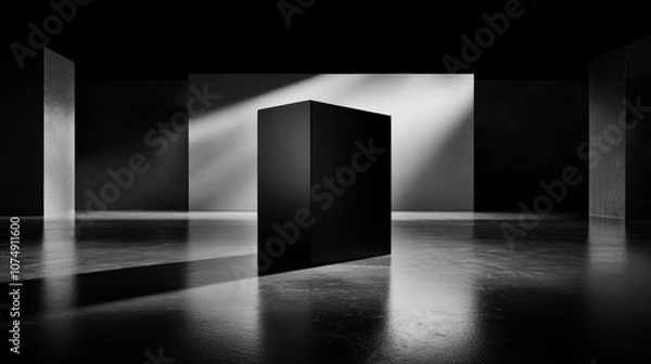 Obraz Dramatic black and white photography, light shadow through a doorway, creating captivating contrast