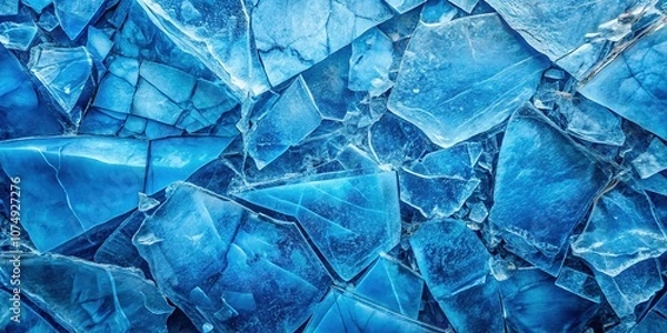 Fototapeta Blue cracked ice backdrop, 3D mapping banner.