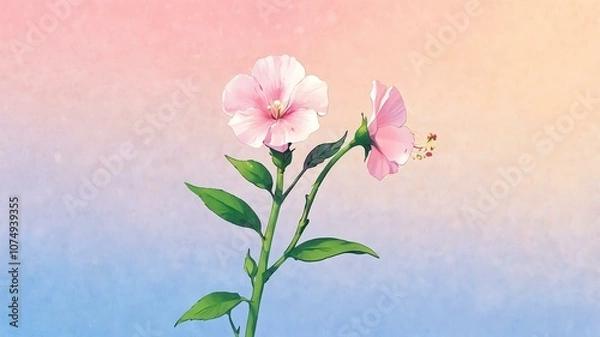 Fototapeta A single sweet pea (small flower) centered against a dreamy gradient background