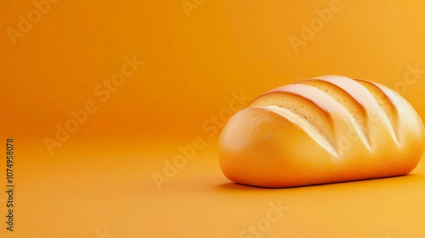 Fototapeta Freshly Baked Bread Loaf on Smooth Gradient Background in - Perfect for Food, Culinary, and Bakery Theme Usage