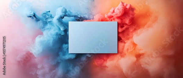 Obraz A vibrant splash of colored smoke blends seamlessly, creating an artistic backdrop for creative designs.