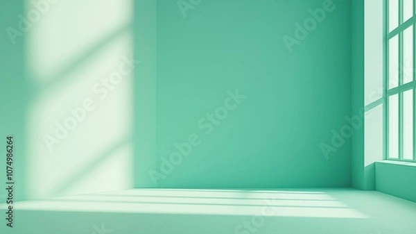 Fototapeta Serene Turquoise Room With Soft Light and Shadows