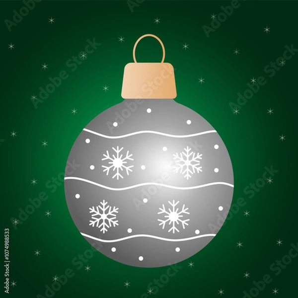 Fototapeta Christmas tree decoration. Christmas tree toy with a pattern. Ball with snowflakes. vector image