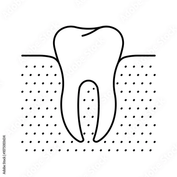 Obraz Tooth, line icon. Healthy molar in bone. Dentistry and oral hygiene topic. Linear illustration, editable stroke icon
