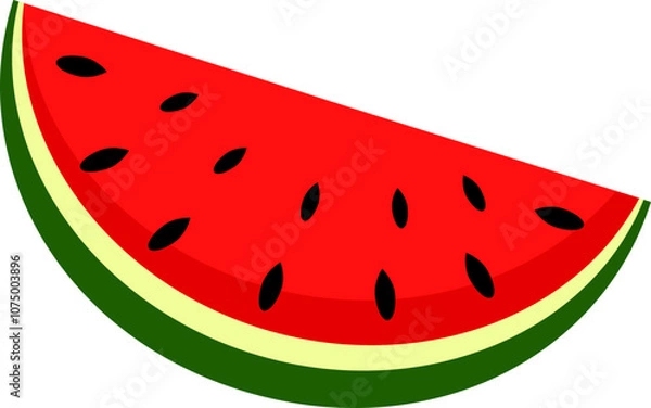 Fototapeta Slice of watermelon in cartoon style. Vector illustration with transparent background.