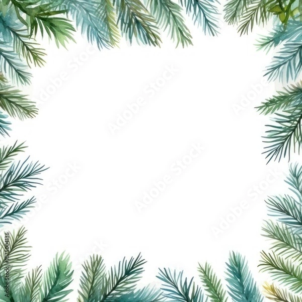 Fototapeta Pine leaves square border backgrounds pattern nature.
