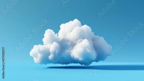 Fototapeta Soft and Fluffy White Cloud Against a Bright Blue Sky in a Minimalist Style, Perfect for Nature and Weather Themes, or Backgrounds for Digital Creations