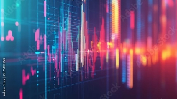 Fototapeta Business poster. Topic, investments and finance. Images of money and financial charts, strategies and analysis. Illustration in the style of an advertising banner