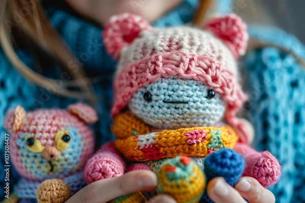 Obraz Plush cute animals created with generative AI technology