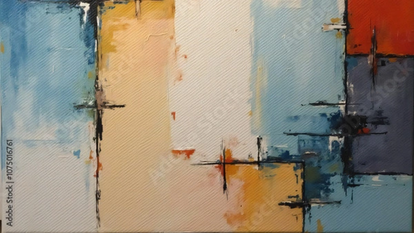 Fototapeta Painted Abstraction with Bold Horizontal and Vertical Lines